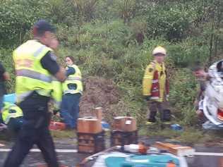 A car has crashed on the Warrego Highway. Picture: Contributed