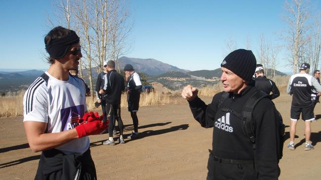 Collingwood's high-altitude training camp in Arizona. Scott Pendlebury and Mick Malthouse. Picture: collingwoodfc.com.au