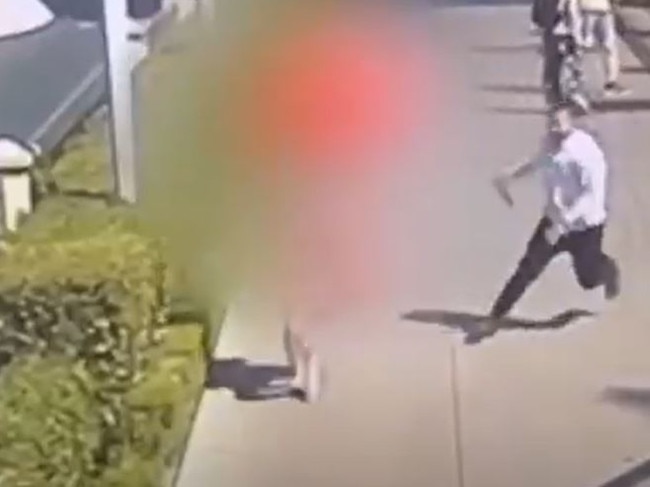 The horrific video shows a man chasing a Las Vegas showgirl in a knife rampage.