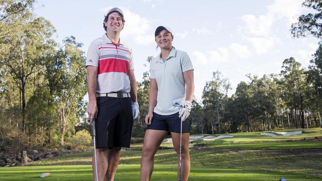 Local tennis champion Ash Barty with boyfriend Garry Kissick at Brookwater Golf and Country Club