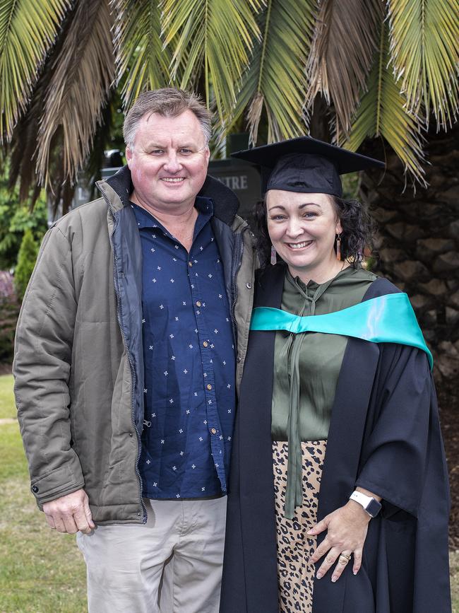 Dean and Donna Wilson at the UTAS Graduation at Launceston. PICTURE CHRIS KIDD