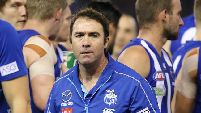 AFL Round 5. 19/04/2019. North Melbourne vs Essendon at Marvel Stadium.   Brad Scott, senior coach of the Kangaroos at 3/4 time   . Pic: Michael Klein.