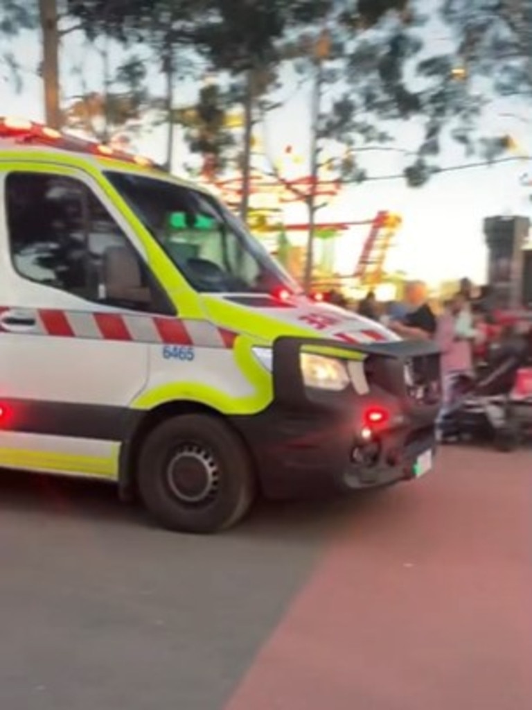 The ambulance carrying Shylah Rodden after the horrific incident. Picture: TikTok