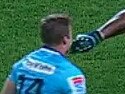 Screen grab of the Highlanders' Tevita Nabura who was sent off for this kick on the Waratahs' Cam Clark