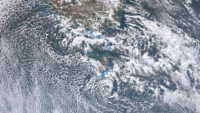 The deep low bringing snow to Tasmania and south-eastern Australia. Picture: BUREAU OF METEOROLOGY