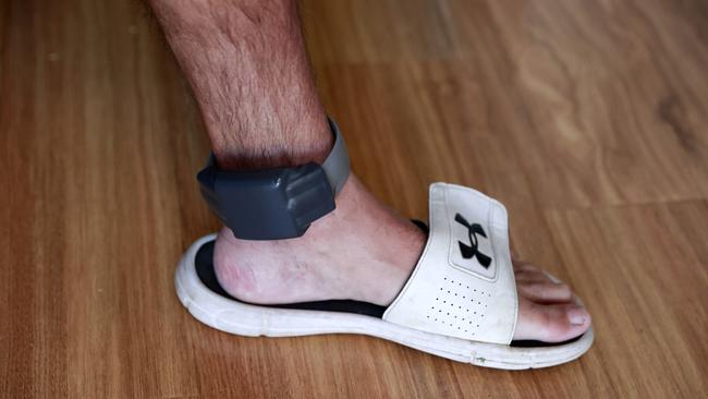 Former prisoners are tracked using an electronic ankle bracelet. Picture: Tim Hunter