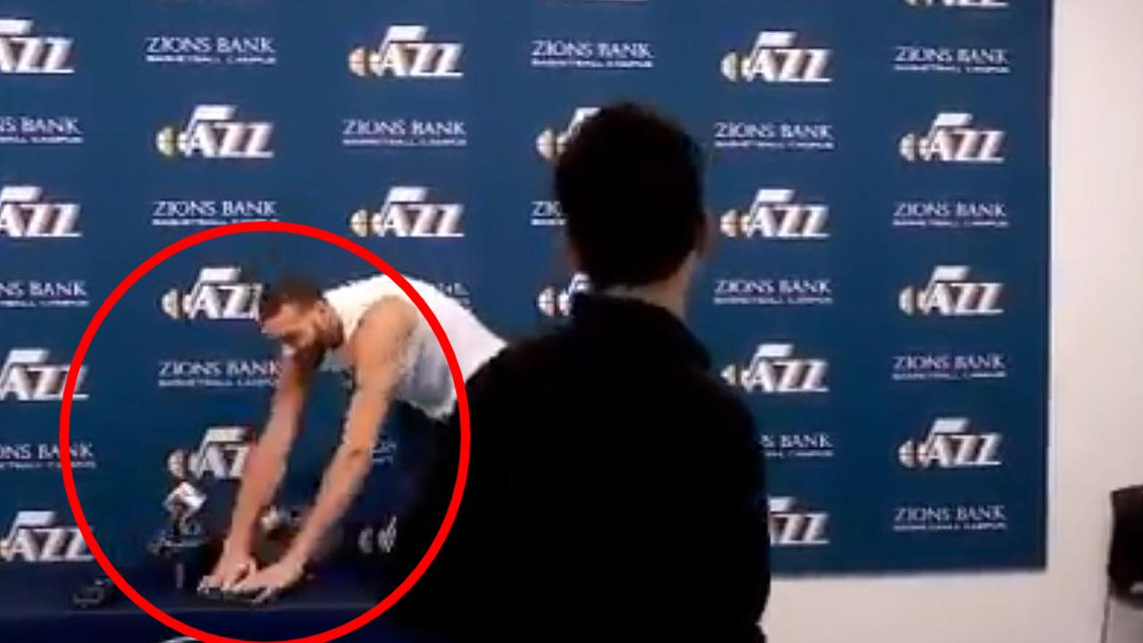 Rudy Gobert put his hands all over every reporter's recording device.