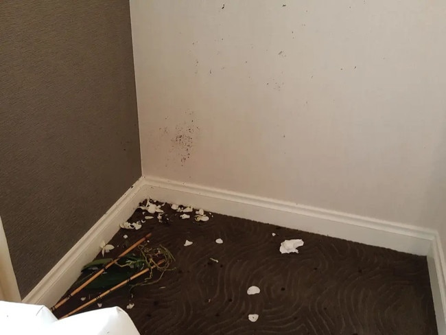 Fragments of the vase, which Sean Combs hurled at Cassie Ventura, lie on the carpet. Picture: U.S. Attorneys SDNY