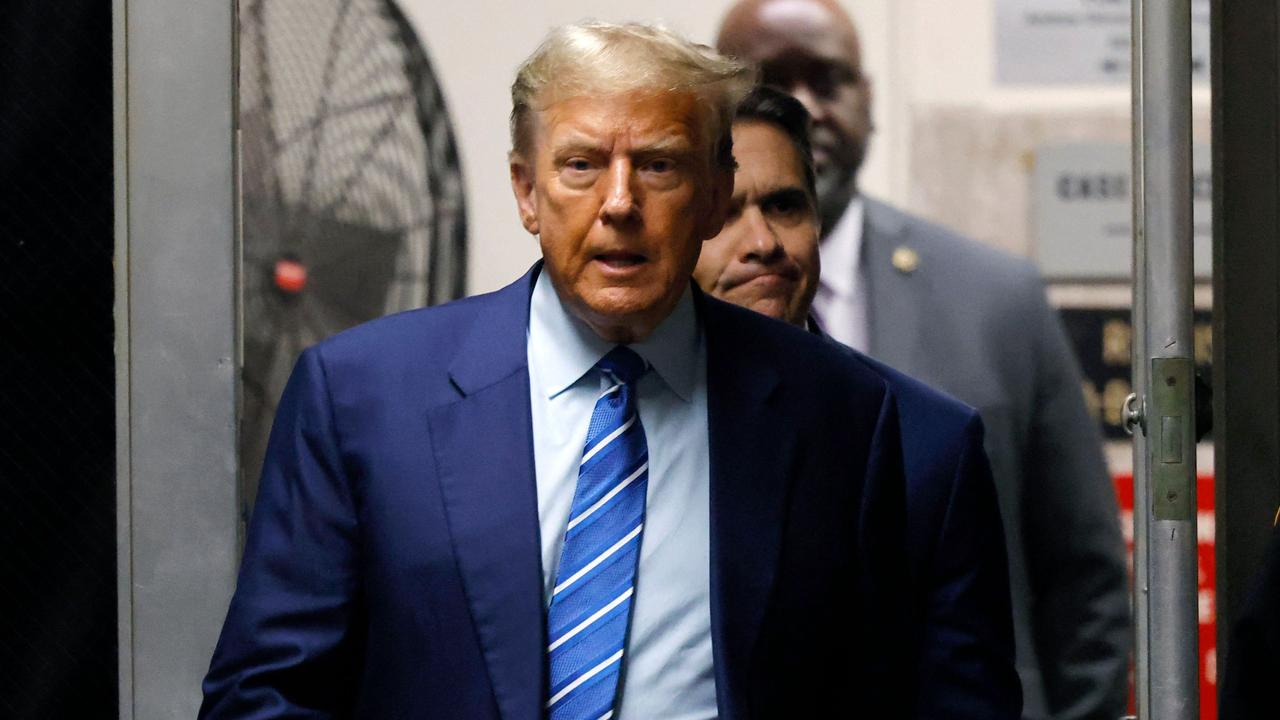 Former President Donald Trump returns to the courtroom after a break during the second day of his criminal trial at Manhattan Criminal Court on April 16, 2024 in New York City. Picture: Michael M. Santiago / Getty Images via AFP