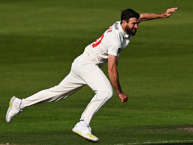 HOVE, ENGLAND - MAY 18:  Michael Neser of Glamorgan bowls as fellow Australian Steve Smith of Sussex looks on during the LV= Insurance County Championship Division 2 match between Sussex and Glamorgan at The 1st Central County Ground on May 18, 2023 in Hove, England. (Photo by Mike Hewitt/Getty Images)