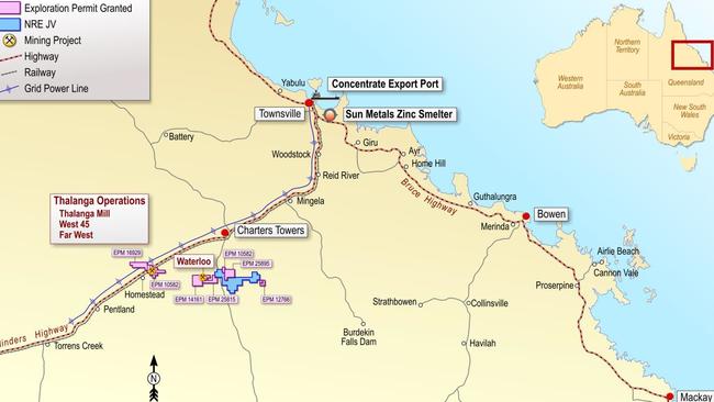 Location of the Red River Resources Thalanga Zinc Project, west of Charters Towers.