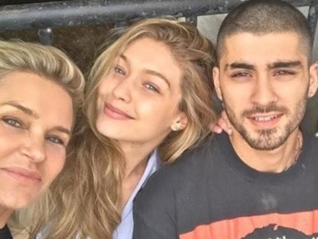 Yolanda Hadid with Gigi Hadid and Zayn Malik.