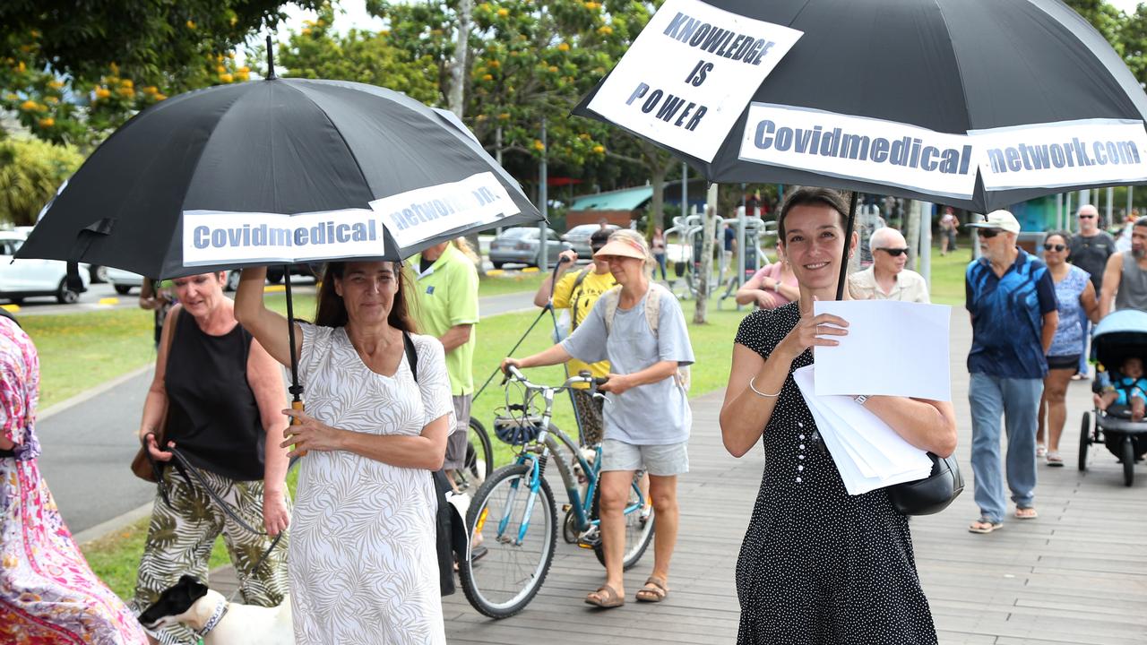 Birgit Machnitzke participated in the Cairns “Freedom Rally” during Covid and tried to fight the state government’s vaccine directives in court. Picture: Brendan Radke