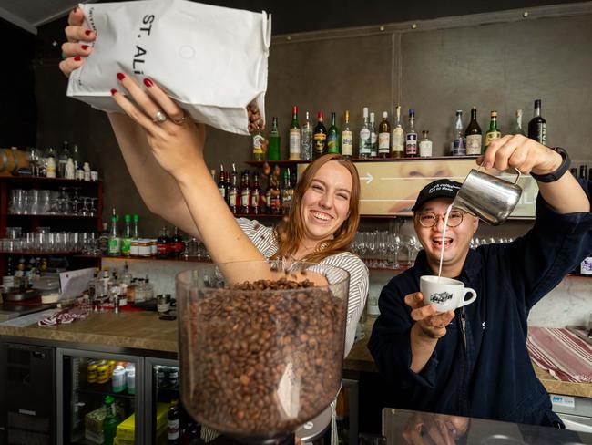 Baristas Tess Rekers and Alex Wang. Picture: Jason Edwards