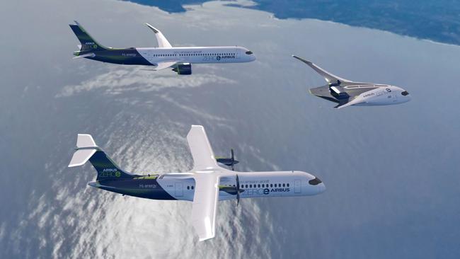 Air New Zealand says hydrogen-powered Airbus aircraft will probably be put to work on domestic routes. Picture: Airbus