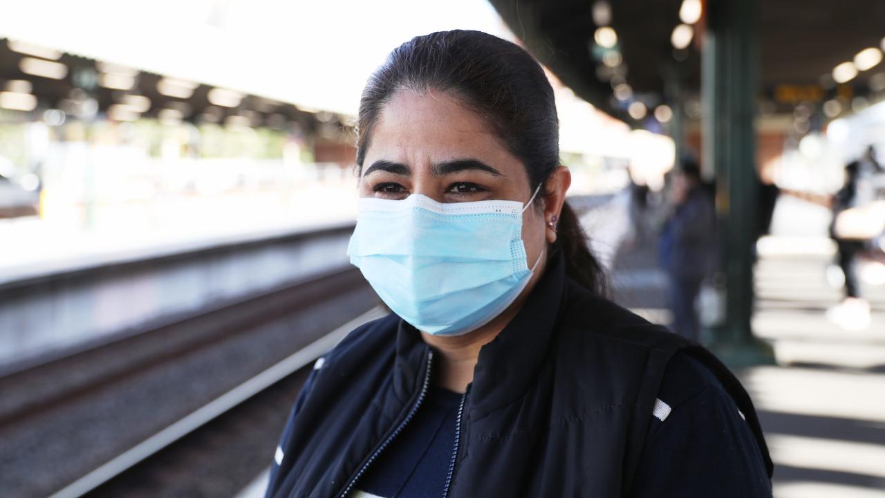 Sharma Shama waited longer than usual for a train at Strathfield train station. Picture: John Grainger