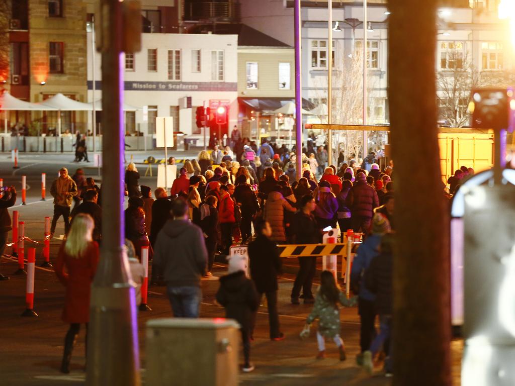 The final night of Dark MOFO Winter Feast saw large crowds putting stall holders under the pump. Picture: MATT THOMPSON