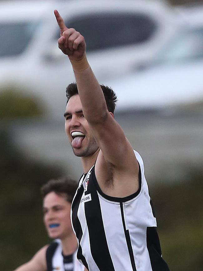 Sale’s Jack Leslie booted two goals in the last quarter against Traralgon. Picture Yuri Kouzmin