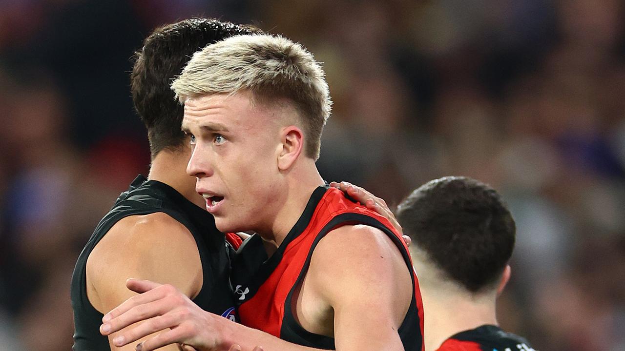 Essendon coach Brad Scott says third-gamer Nate Caddy (pictured) looked like ‘the most athletic player on the ground’ in the Bombers’ win over Collingwood. Picture: Quinn Rooney / Getty Images