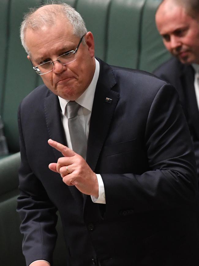 Prime Minister Scott Morrison in Question Time on Wednesday. Picture: Getty