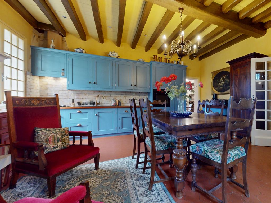 The property’s rustic French-style kitchen.