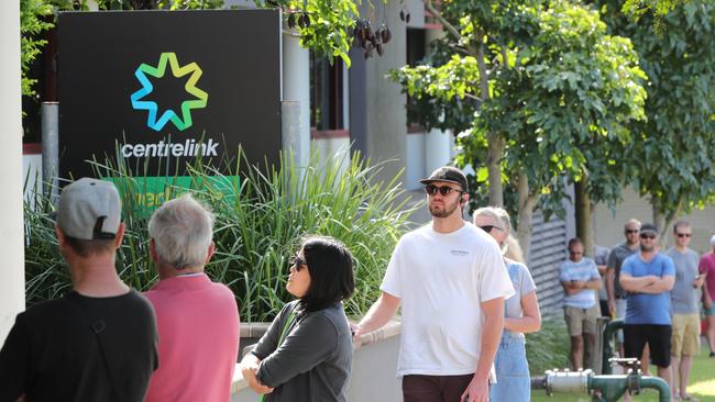 The queue outside Centrelink on the Queensland Gold Coast last week. Picture Glenn Hampson