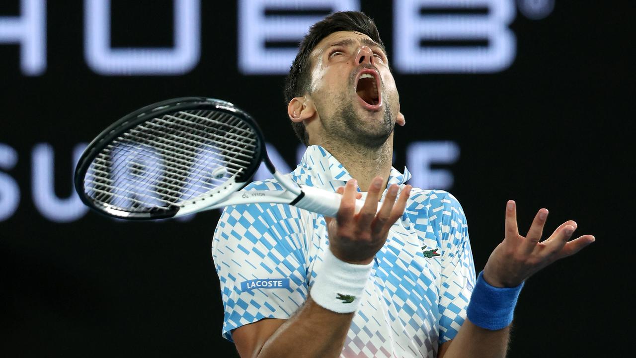 Novak Djokovic during his Australian Open quarter-final win. Picture: Mark Kolbe/Getty Images