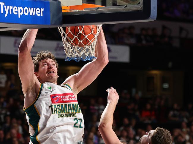 Tasmania JackJumpers big man Will Magnay was brilliant in Saturday’s win over Adelaide. Photo: Sarah Reed/Getty Images.