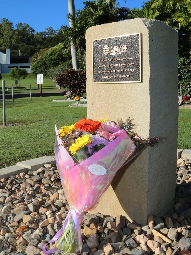 The plaque commemorating donors to JCU’s Human Bequest Program at Woongarra Crematorium just south of Townsville.