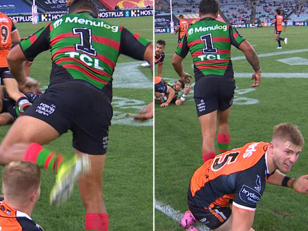 Latrell Mitchell is facing a four-week ban following two incidents against Wests Tigers.