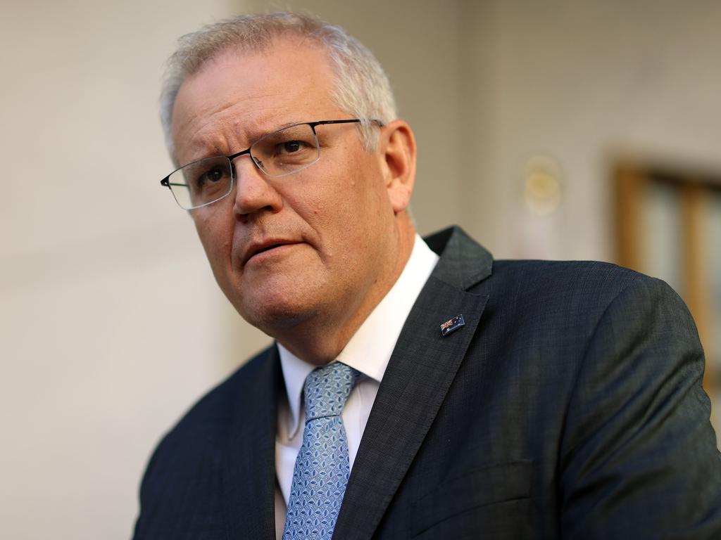 Scott Morrison in the Prime Minister's Courtyard at Parliament House, Canberra. Picture: Gary Ramage