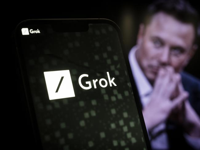 The xAI and Grok logos are seen in this illustration photo taken on 05 November, 2023 in Warsaw, Poland. Elon Musks's xAI company this week introduced Grok, its converstional AI which is says can match GPT 3.5 in performance. (Photo by Jaap Arriens/NurPhoto via Getty Images)
