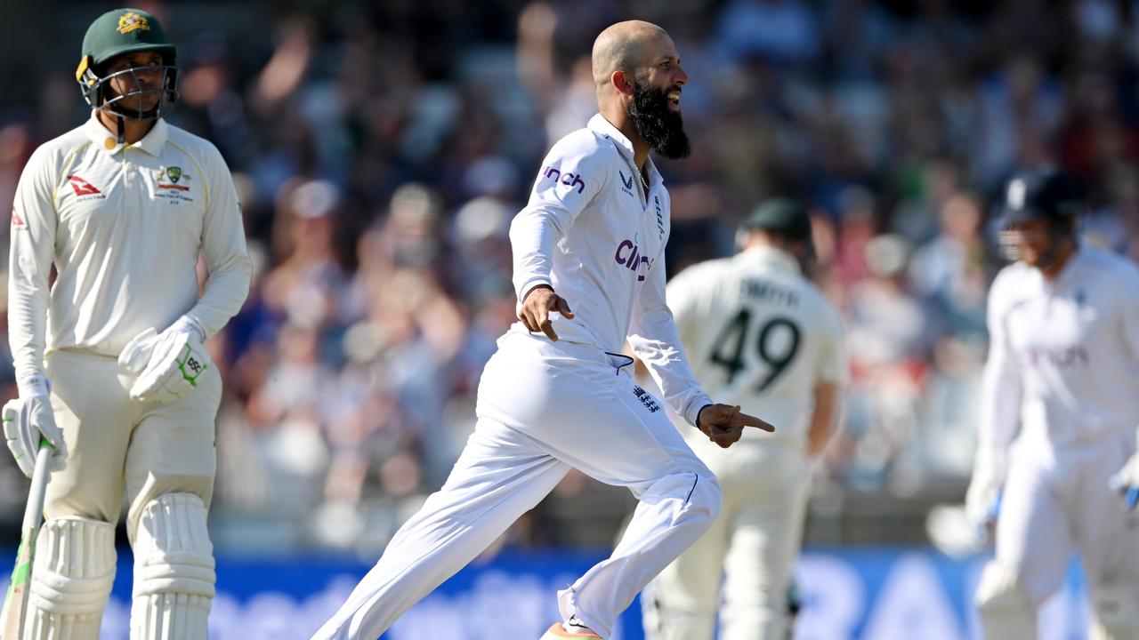 Moeen Ali celebrates the wicket of Steve Smith. Picture: Getty Images