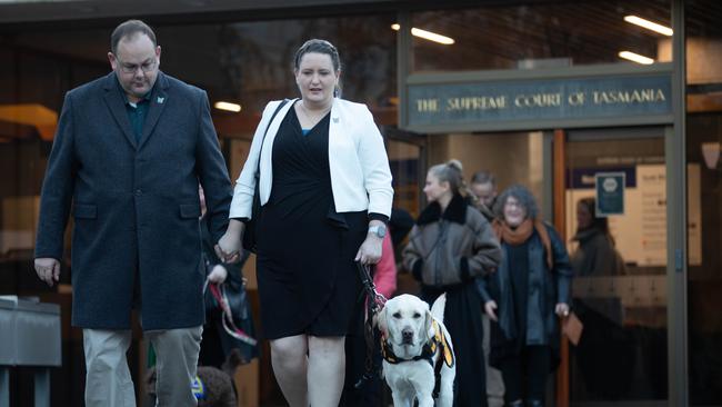 Katrina Munting with her husband Danny outside court. Picture: Linda Higginson