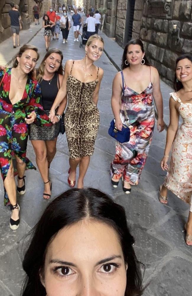 Kitty Spencer enjoying a hens night with her friends in Florence. Picture: Instagram/kitty.spencer