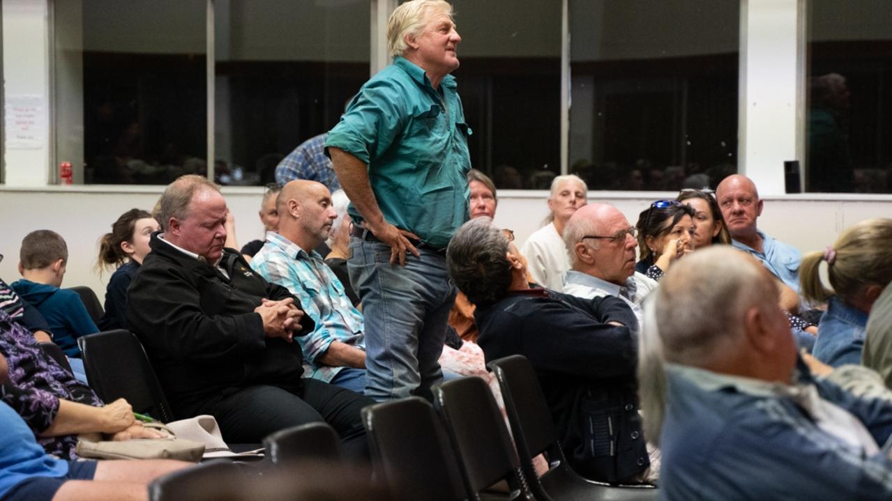 More 100 people turned up to Kilkivan Town Hall in response to Powerlink's selected corridor of a transmission line from Borumba Dam to Woolooga Substation in late April. Wednesday, May 3, 2023. Picture: Christine Schindler