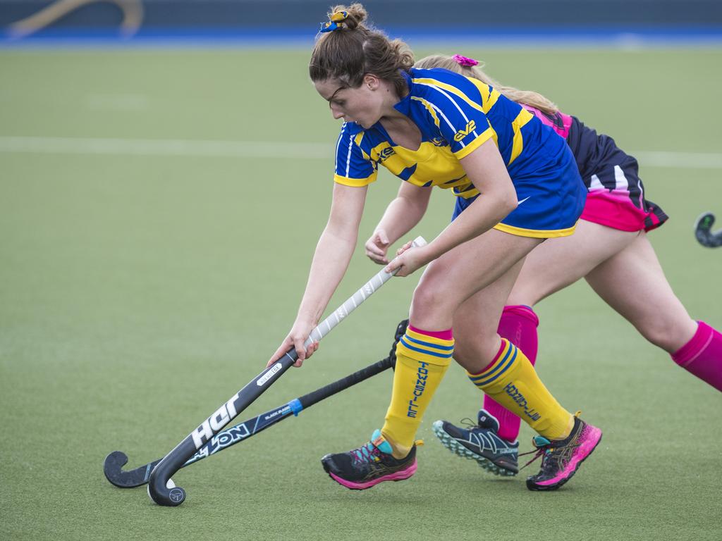 Emma Dixon of Townsville against Toowoomba 2 in Hockey Queensland Championships at Clyde Park, Saturday, May 1, 2021. Picture: Kevin Farmer