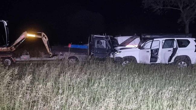 Two police officers were injured after their unmarked police vehicle crashed with an alleged stolen car in Rocky View on April 13.