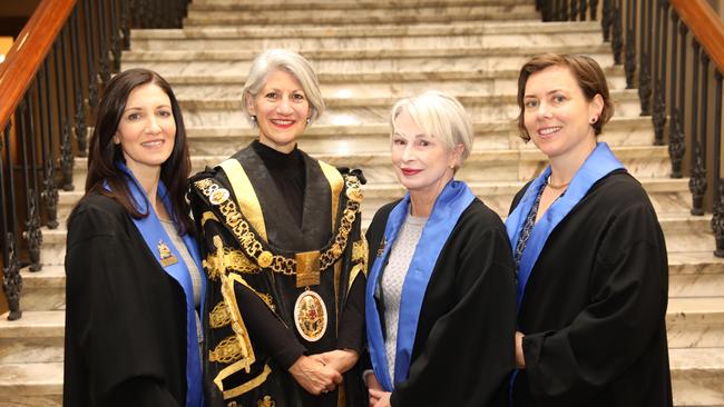 Mary Couros, Lord Mayor Sandy Verschoor, Anne Moran, Helen Donovan Picture: AAP Image / Russell Millard