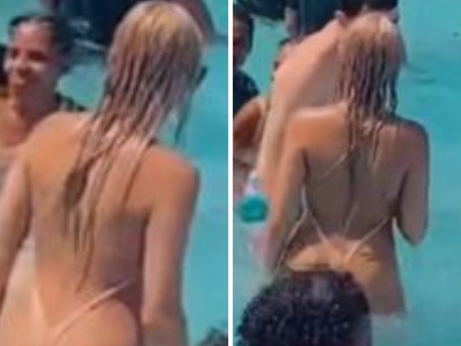 ‘Inappropriate’: Woman’s G-string swimsuit angers. Picture: TikTok