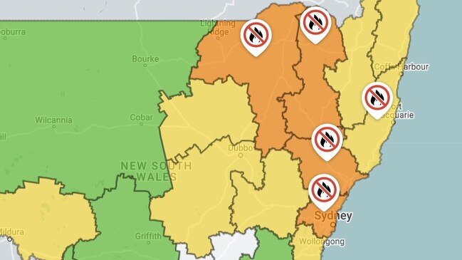 Total fire bans are in place for large parts of NSW. Picture: RFS NSW