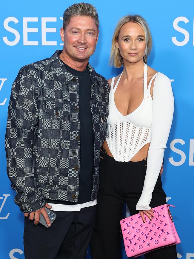 Michael Clarke and Jade Yarbrough attend the Louis Vuitton SEE LV exhibition opening at First Fleet Park in November last year.