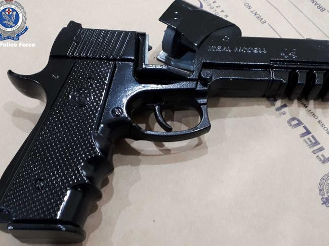 A replica firearm allegedly seized from the Villawood home of Alaa Abouhalka.