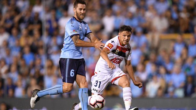 Mirko Boland shone in Adelaide United’s loss to Perth Glory. Picture: AAP Image/Dan Himbrechts