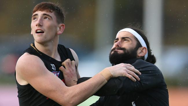 Mark Keane, left, will make his debut for Collingwood on Saturday. Picture: Michael Klein