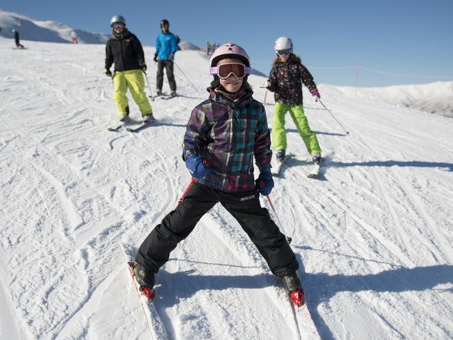 SKI NEW ZEALAND .. for Sarah Blake story .. family skiing at Coronet Peak. Picture: www.newzealandski.co.nz