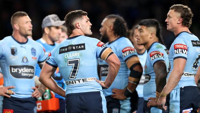 Nathan Cleary and the Blues look on dejected (Photo by Cameron Spencer/Getty Images)