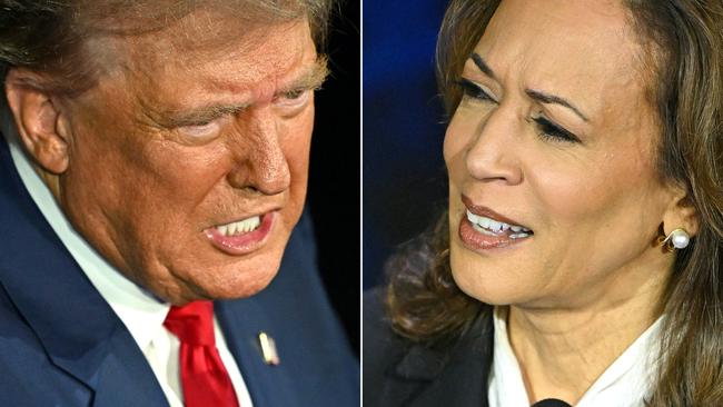 Donald Trump and Kamala Harris participating in a presidential debate at the National Constitution Centre in Philadelphia, Pennsylvania.