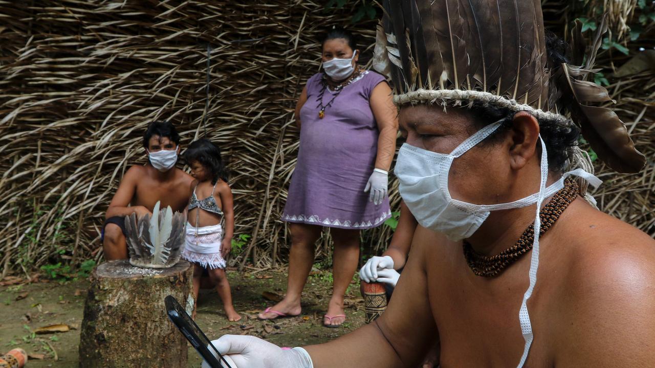 The photos have raised international alarm as the tribes is particularly vulnerable to infectious disease. Picture: Ricardo Oliveira/AFP