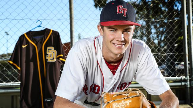 Riley Yeatman, 17, has signed a contract with US Major League organisation the San Diego Padres. Picture: Sarah Reed